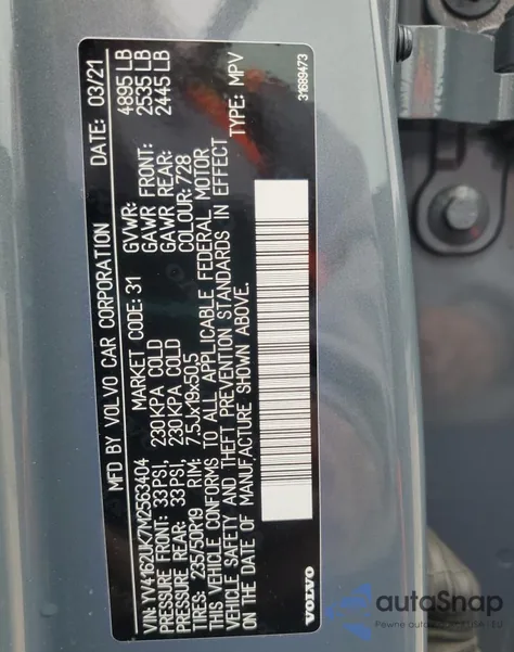 2021 Volvo Xc40 T5 Momentum z USA, uszkodzony, nr VIN YV4162UK7M2563404